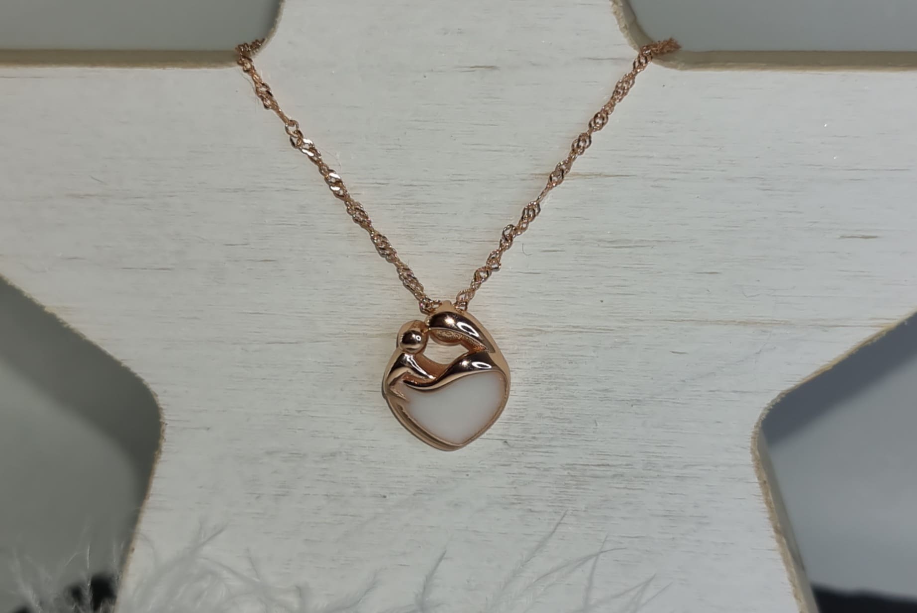 A Mothers Bond Necklace - Rose Gold Plated on Sterling Silver Pendant and Chain - Image 2